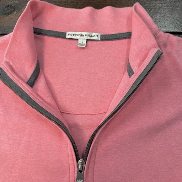 Peter Millar Seaside Wash Pique‎ 1/4 Zip Pullover Golf Men's Size Large Salmon - Picture 5 of 11
